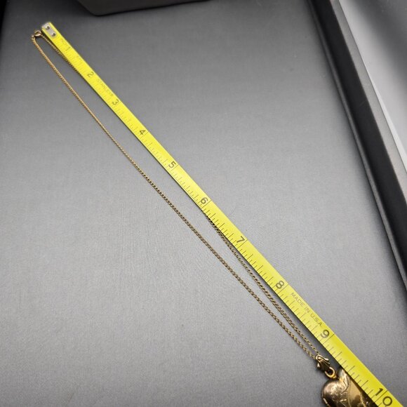 VTG 1/20 10K GF Heart Locket Necklace 18" Floral Etching Rolo Chain Hair Keepsak - Picture 8 of 10